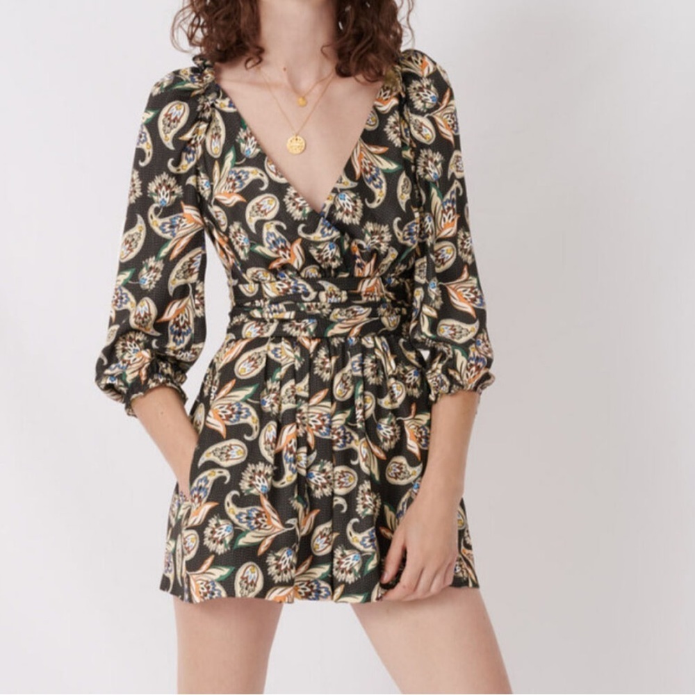 Maje Printed satin romper